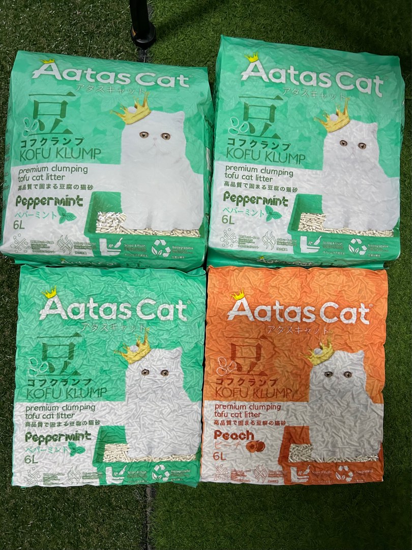 Aatas Cat Kofu Klump Litter 6Lx4 [3 Peppermint, 1 Peach], Pet Supplies, Health & Grooming on