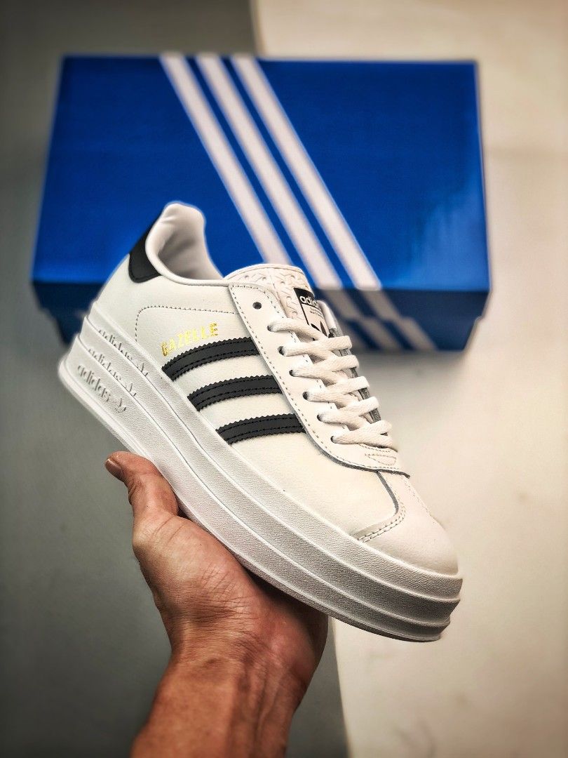 adidas gazelle silver green womens adidas Women's Originals Gazelle Bold "Black White Gum" Shoes