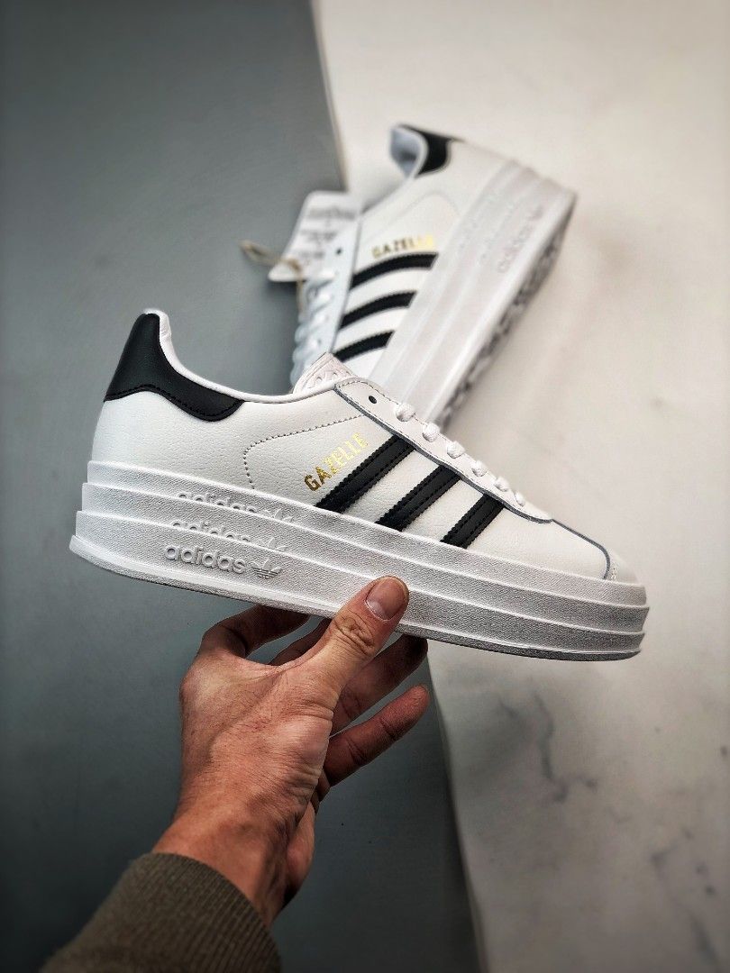 Adidas Originals Gazelle Bold White black shoes Women s Fashion