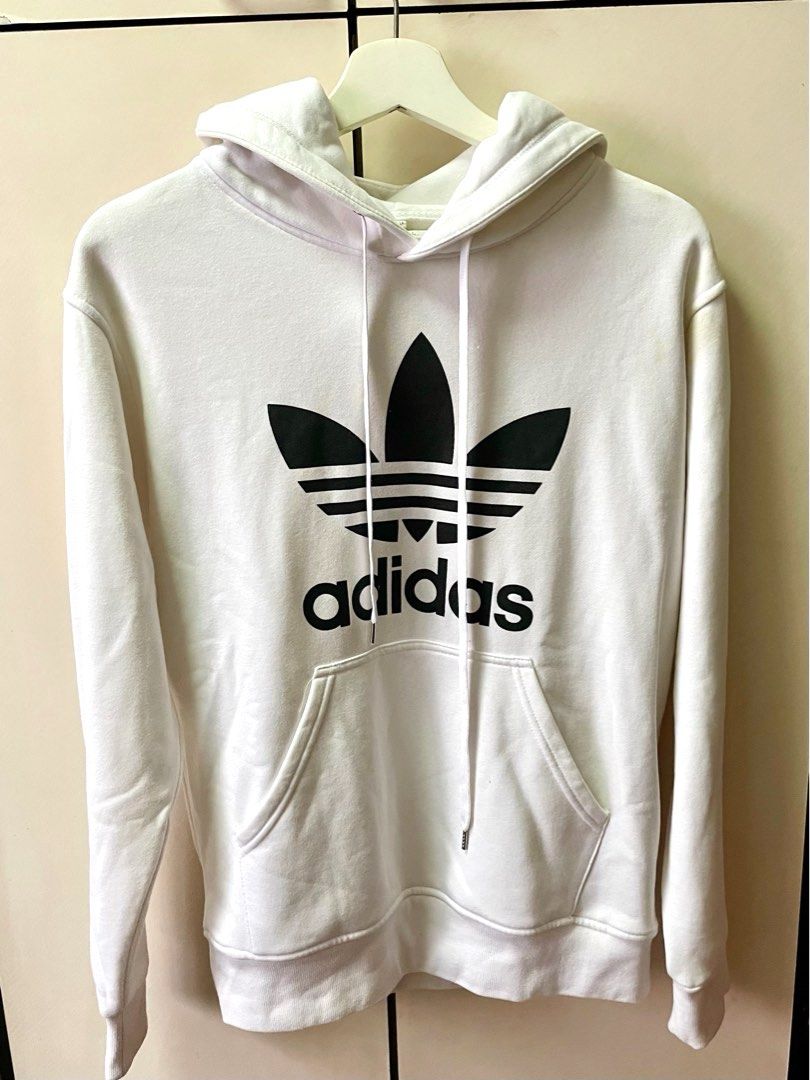 Adidas Pullover Hoodie White Color Men s Fashion Coats Jackets and Outerwear on Carousell