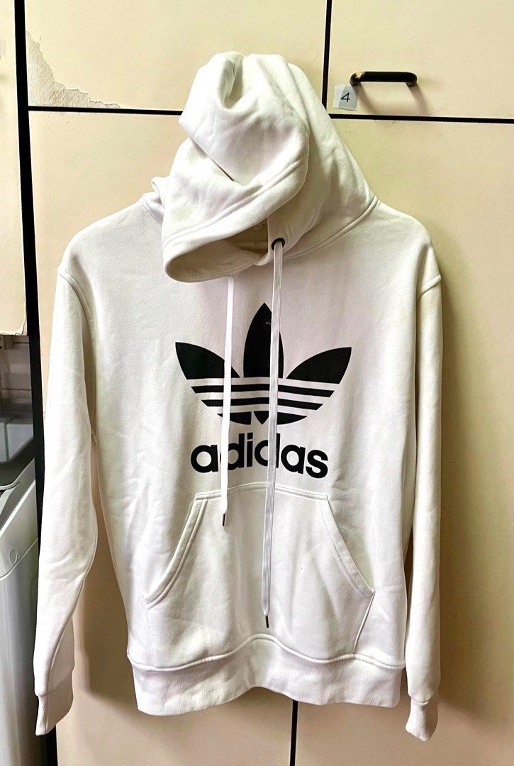 Adidas Pullover Hoodie White Color Men s Fashion Coats Jackets