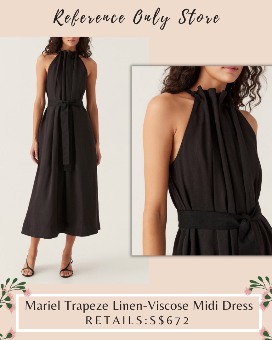Aje Mariel Trapeze Linen-Viscose Midi Dress in Black