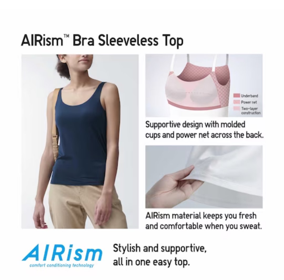 ANN4386: Uniqlo airism XL size dark grey bra sleeveless, Women's Fashion,  Tops, Sleeveless on Carousell