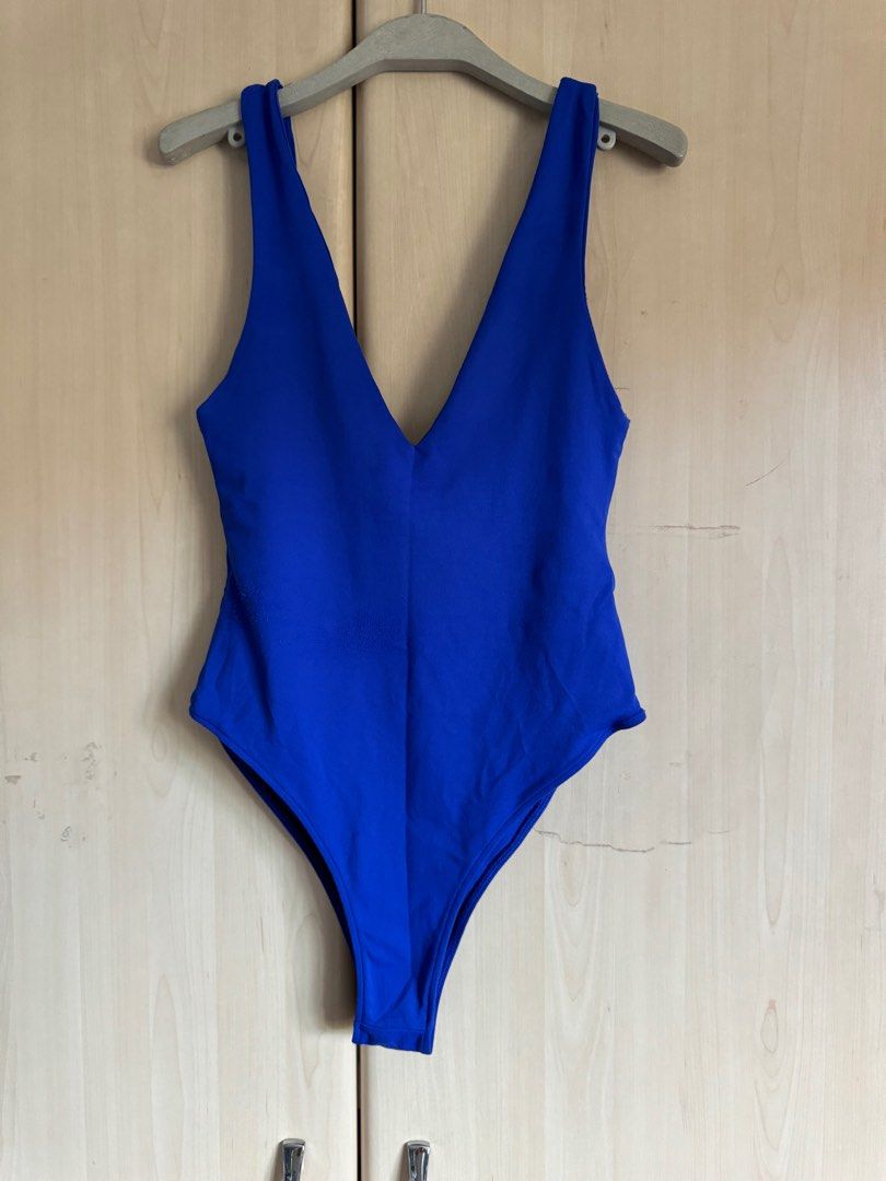 Zara Blue Corset Sweatheart Neckline Bodysuit Size L