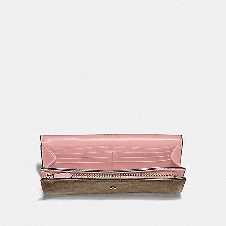 Authentic Coach Wallet Long Wallet Slim Envelope Wallet In Signature Im Khaki Pink Petal F54022 New With Defect Women s Fashion Bags Wallets Wallets Card Holders on Carousell