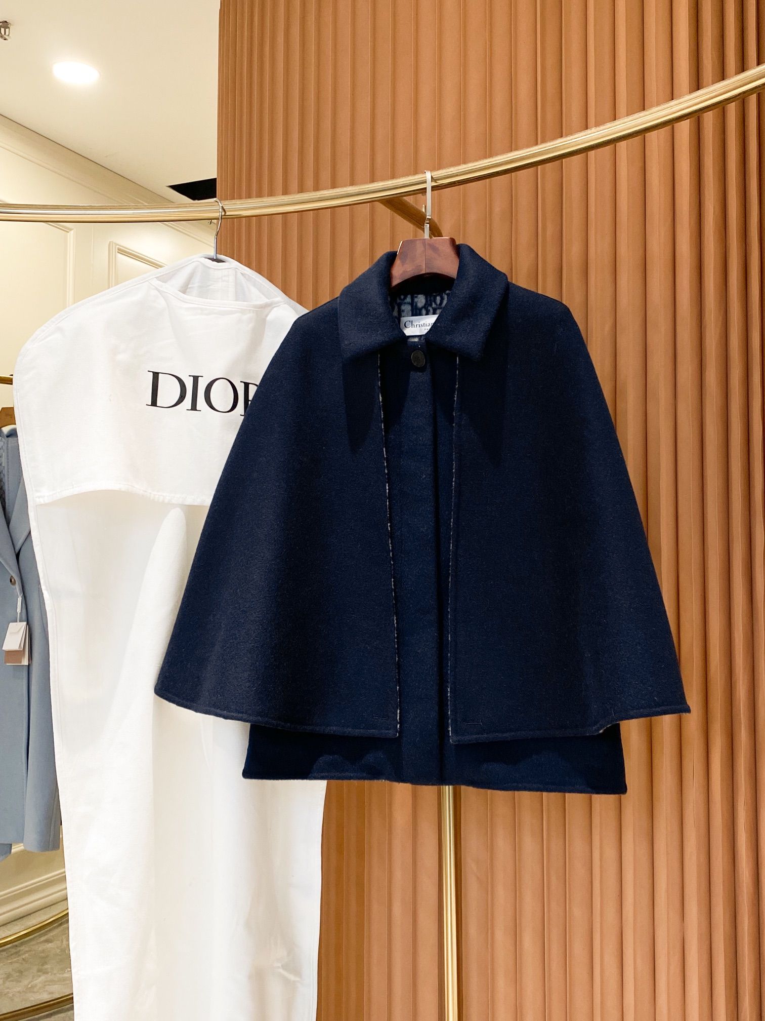 Authentic dior D shaped Shawl Effect Short Double sided Cashmere Coat