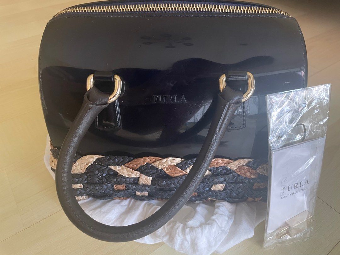 Authentic Furla jelly candy straw bag basket weaved base. Very cute and beautiful piece. Like new carried it for less than 5 times