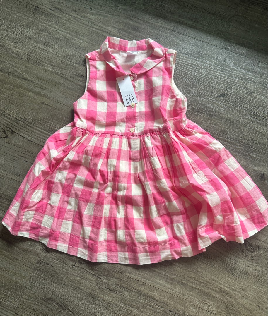 Baby Gap Dress in Gingham Cream Pink Babies Kids Babies Kids