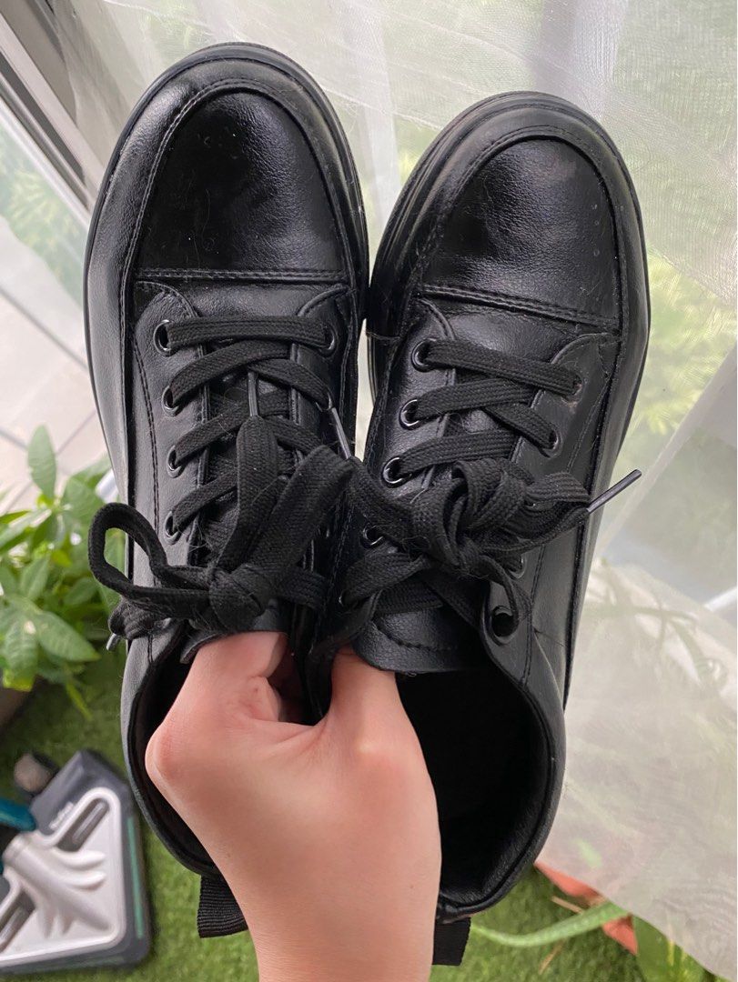All black shop platform sneakers