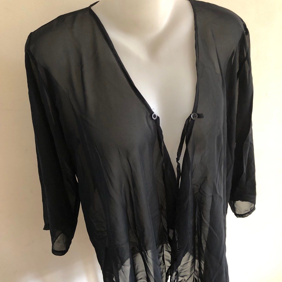 Black See Through Cover Up, Women's Fashion, Undergarments & Loungewear ...