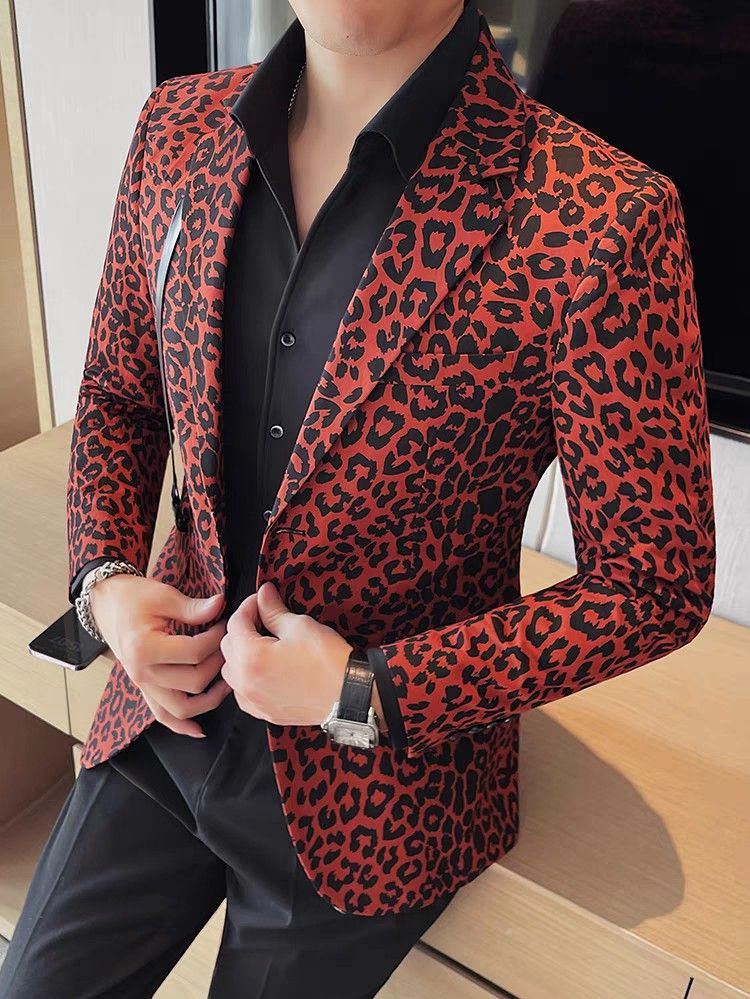 Red leopard blazer online