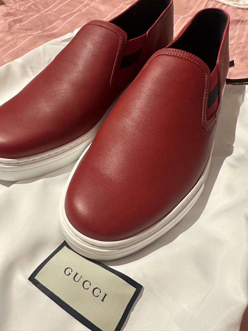 Red leather gucci best sale shoes