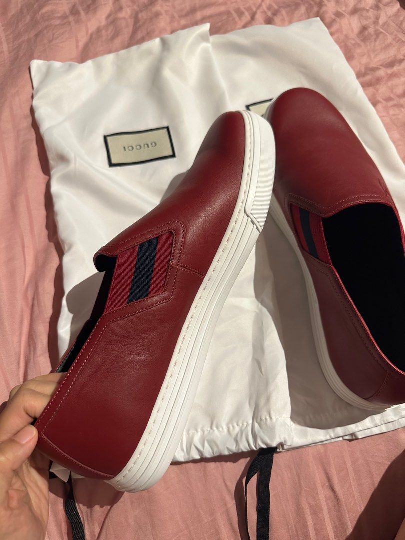Brand new Gucci red leather slip on sneaker