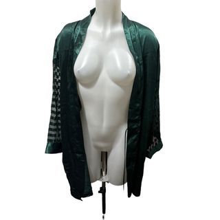 BRAND NEW VICTORIAS SECRET emerald green silk robe bathrobe polka dots see through nightwear nighties