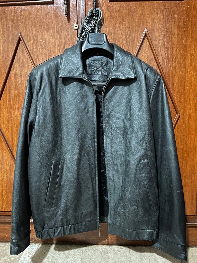 Brandini Le Collezioni Men s Bomber Leather Jacket Unisex Size M in male