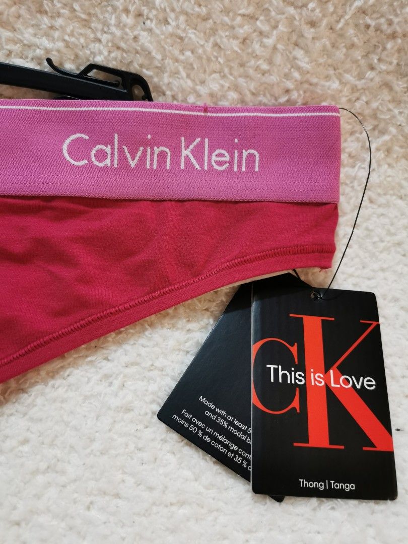 Calvin Klein Thongs Cotton 3 Pack Logo on Band (Pink/Light Gray