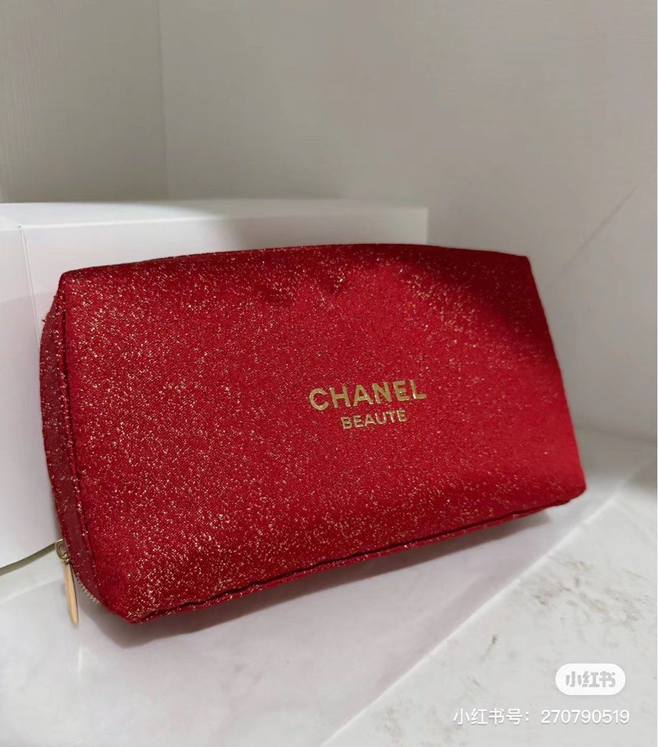 Chanel makeup bag red clearance