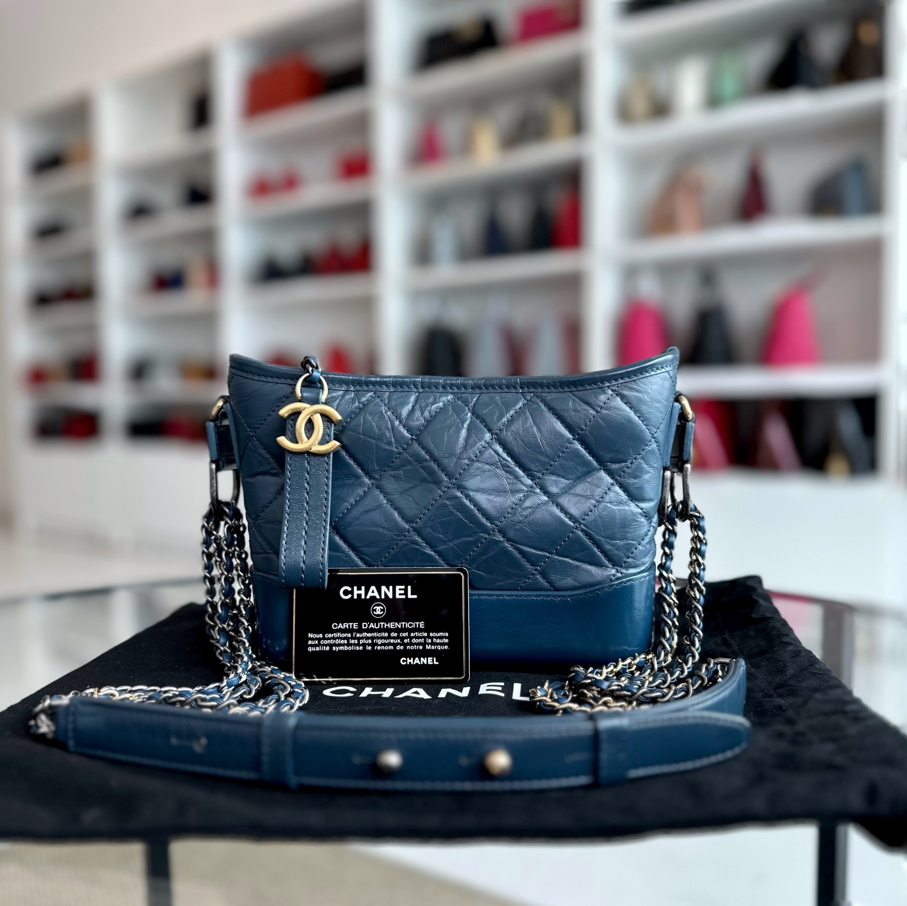 Chanel Small Gabrielle Hobo Calfskin Dark Blue GHW No 26 Luxury