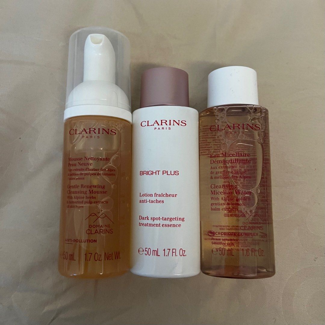 Clarins Sample Sachet Double Serum Body Shaping Fit Tonic Oil (Category: Face Care) located in Singapore. Submitted by closetdeals (Listing ID 1278515982, Image 2). Description: Double Serum 0.9ml - $1.80 QTY: 8 Double Serum Eye 0.9ml - $2.50 QTY: 9 UV Plus [3P] Rosy Glow 2ml - $1.50 QTY: 3 UV Plus [5P] Translucent 2ml - $1.50 QTY: 6 UV Plus [5P] Rose 2ml - $1.50 QTY: 2 Body Shaping Cream 8ml - $5 QTY: 2 Body Fit 8ml - $2 QTY: 2 Body Serum 8ml - 