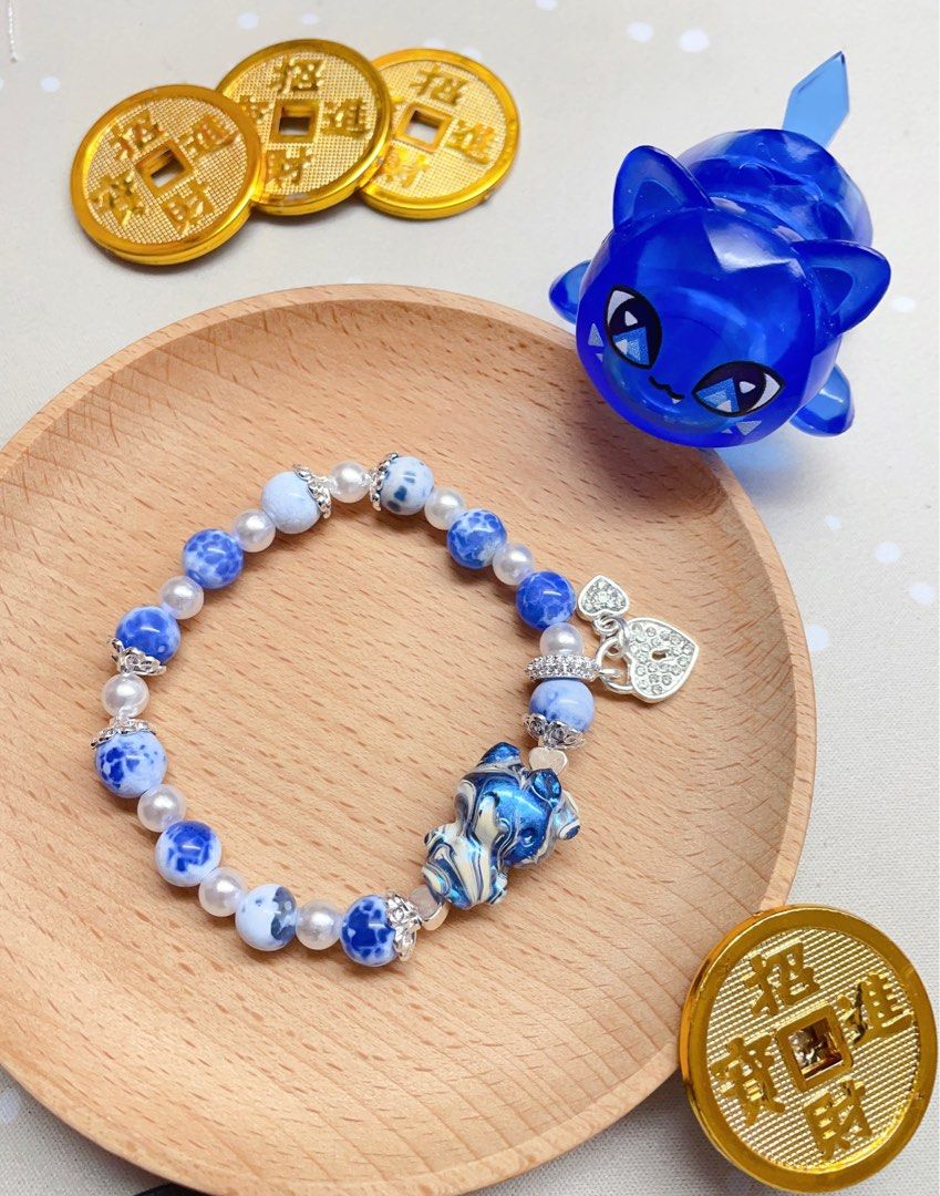 CNY Porcelain Beads Chinese Lacquer Crystal Bracelet