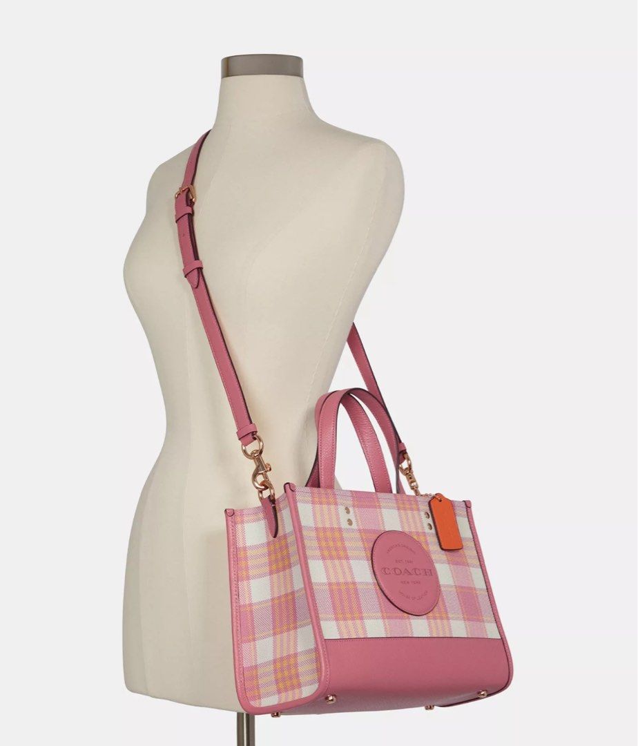 Dempsey tote 40 with buffalo plaid print and coach patch sales