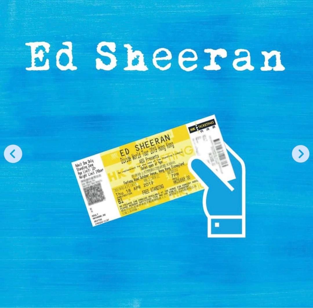 [Concert Ticket] Ed Sheeran, Singapore Stadium, 16 February, Voucher