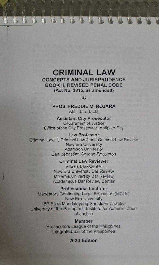 criminal-law-book-ii-nojara-2020-edition-hobbies-toys-books