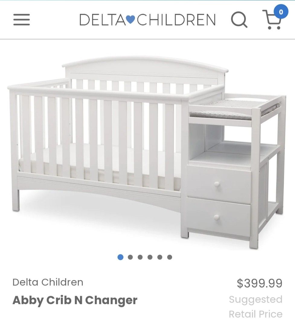 Delta Abby Crib with changer (Category: Cots & Cribs) located in Pasig City. Submitted by unicornsanddinosaurs (Listing ID 1278599473, Image 3). Description: Available SOON 🧸 The Crib is a preloved repainted unit current brand new price in php 22k will include brand new Graco Crib Mattress 6-8k in php 3 different mattress height adjustments attached diaper changer 2 spacious drawers 1 open shelf for spacious organization Dimensions: 72.50" (widt