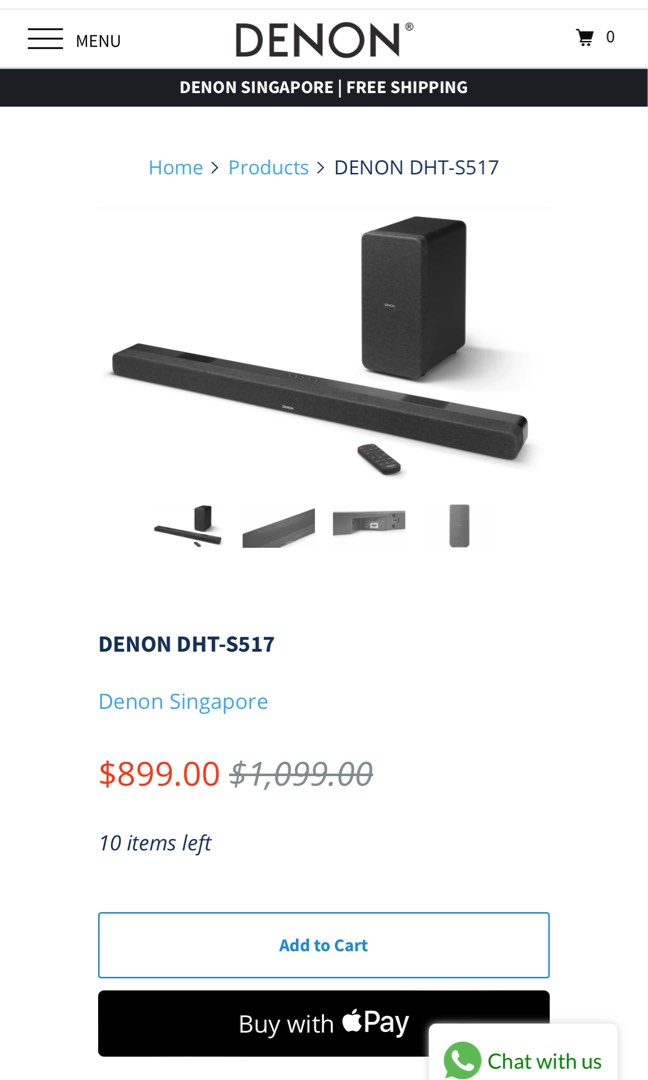 Denon 3.1.2 Channels Soundbar with Wireless Subwoofer. Dolby Atmos