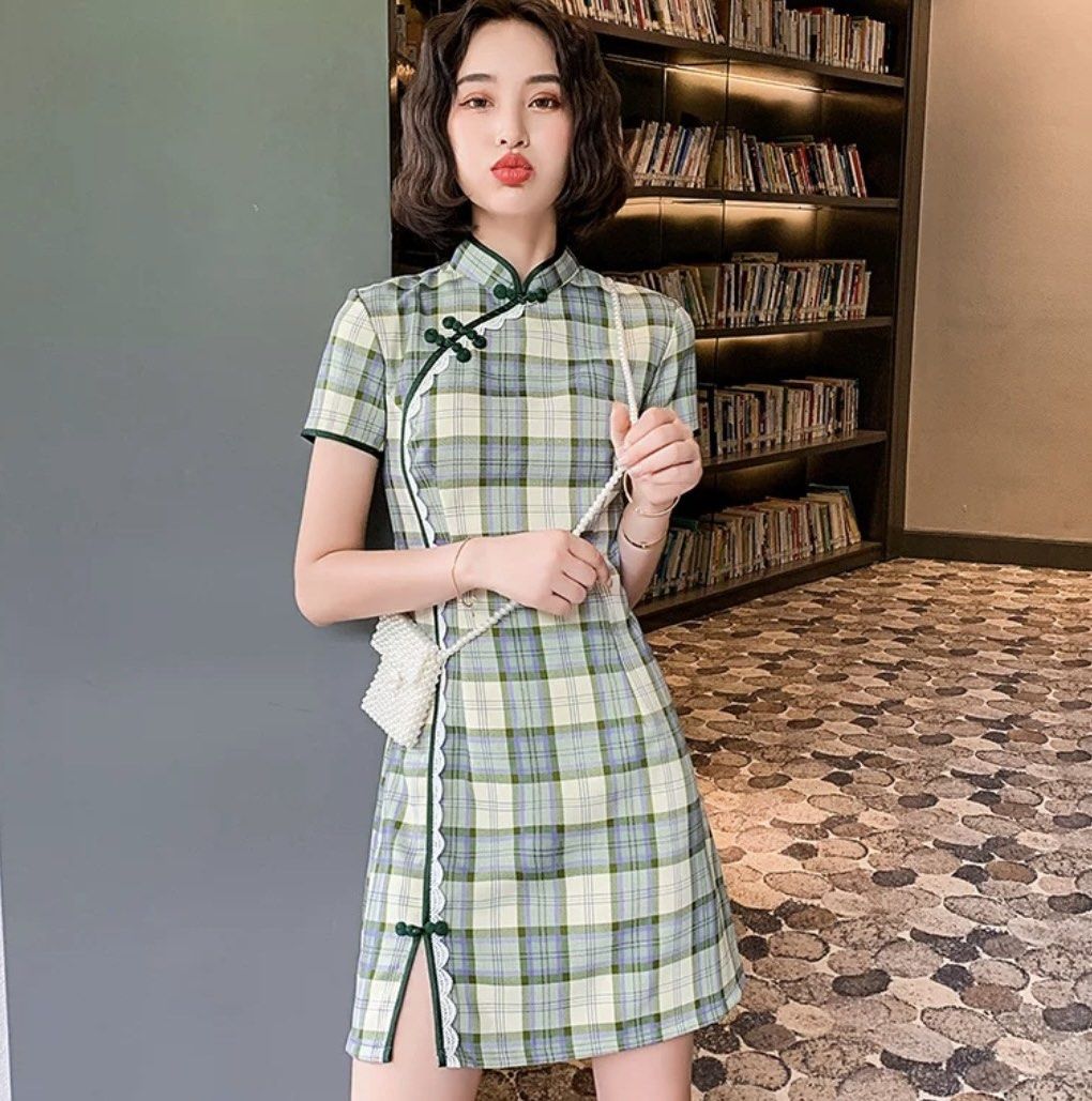 Checkered cheongsam online