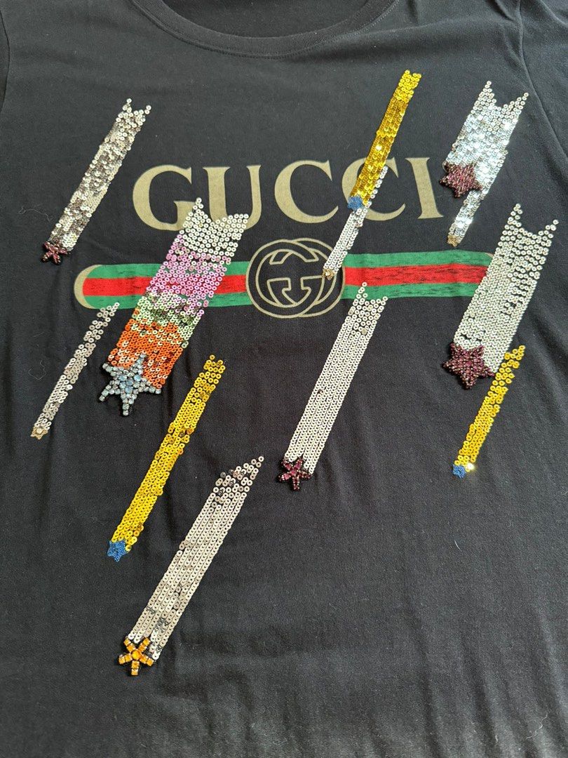 Gucci Embellish shooting stars t shirt