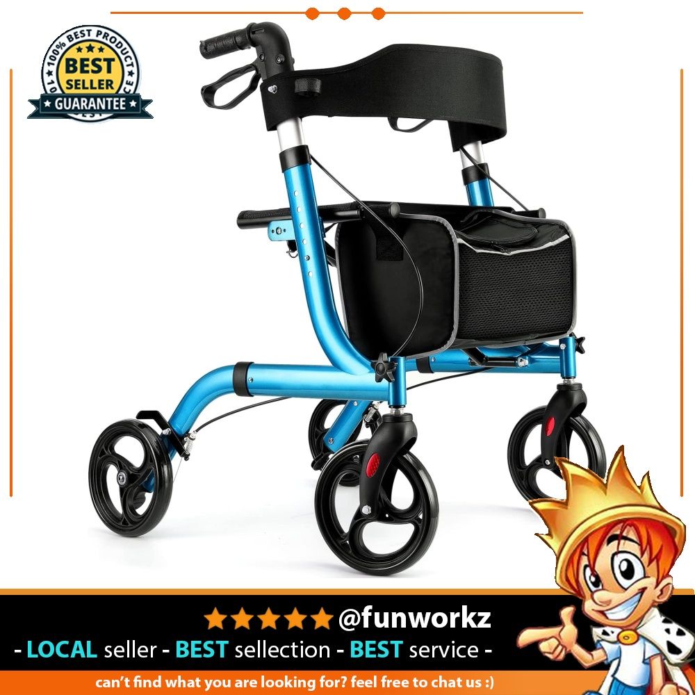 Healconnex Rollator Walkers for SeniorsFolding Rollator Walker with Seat and Four 8inch Wheels