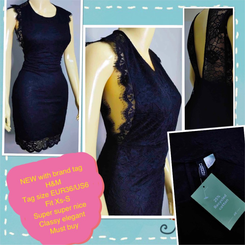 H and m blue lace best sale dress