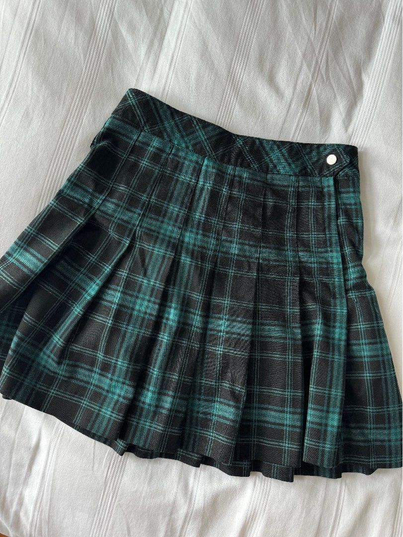 Green plaid skirt h&m discount