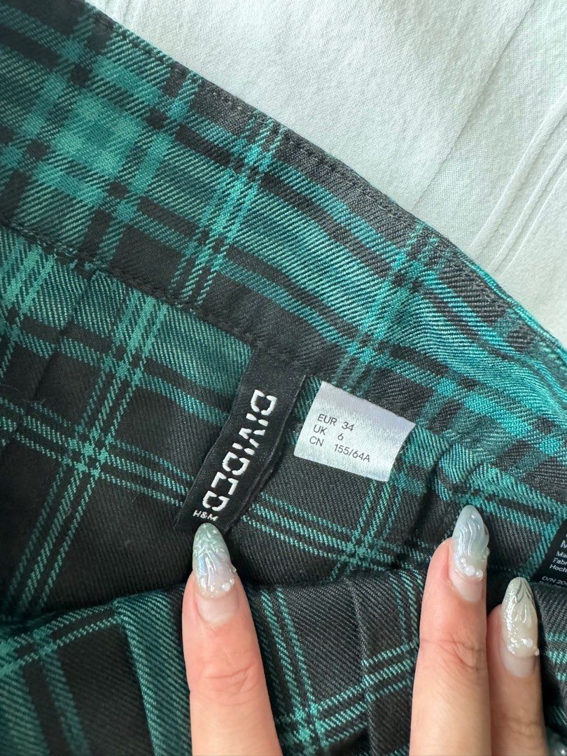 Green plaid skirt h&m online