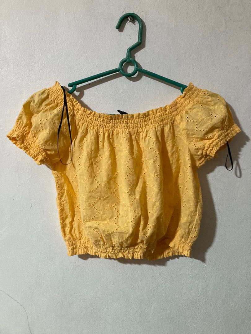 H&m yellow off shoulder top outlet