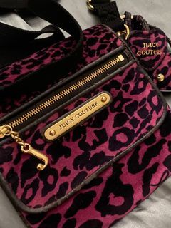 Y2K Juicy Couture Velvet Magenta Cheetah Cross-body Bag