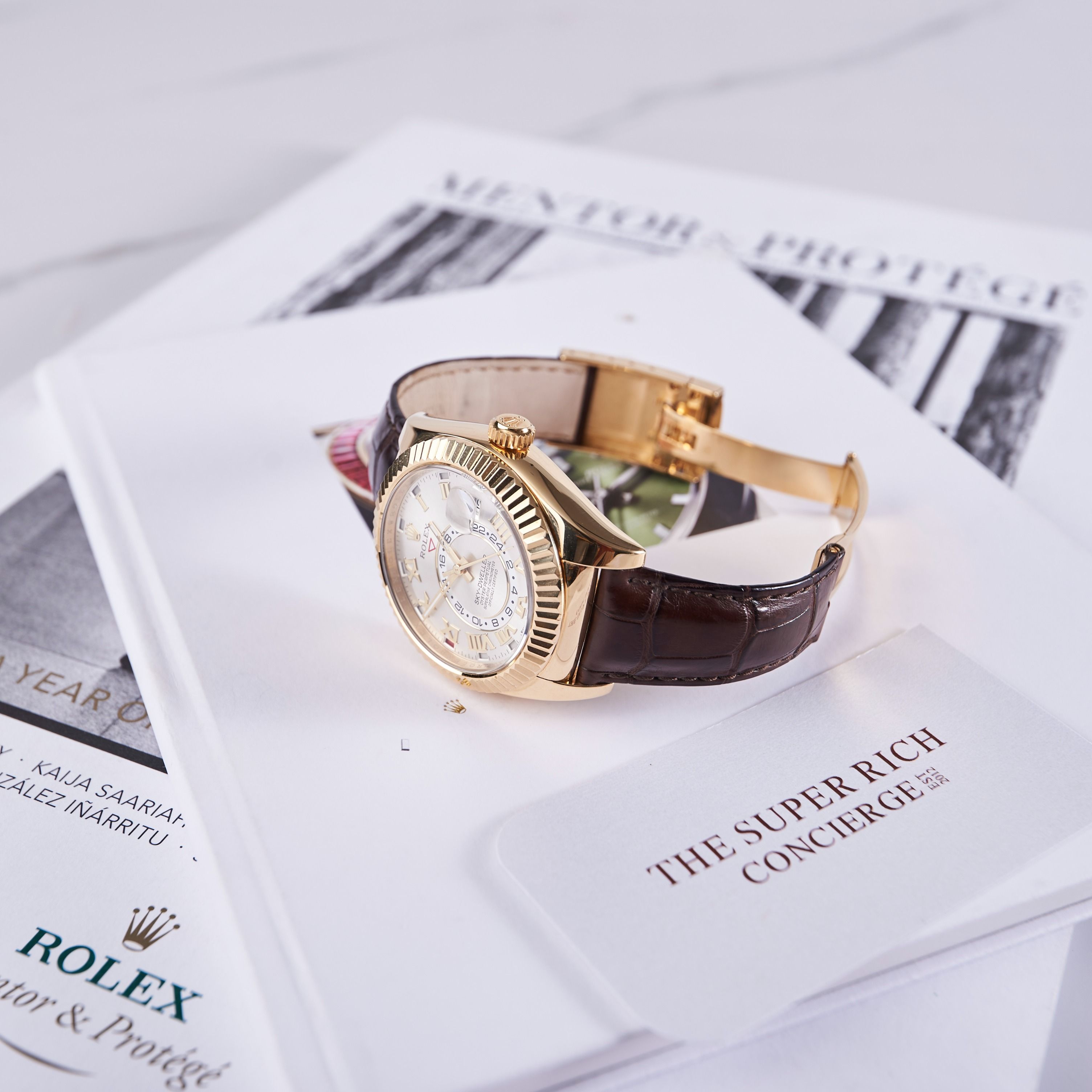 [LIKE NEW] Rolex Sky-Dweller 326138-0003 | Yellow Gold, Silver Roman, Alligator 42mm (Category: Watches) located in Singapore. Submitted by thesuperrichconciergemalaysia (Listing ID 1278462423, Image 3). Description: 📞 WA 60.1122.00.3344 • https://shorturl.at/cikV2 📣 Join Our Community • https://shorturl.at/glGT1 Condition: Like New •Year of Production: 2017 •Come With Complete Set With Box & Certificate. 小红书 • 富二代俱樂部 TikTok • SuperRichConcierg