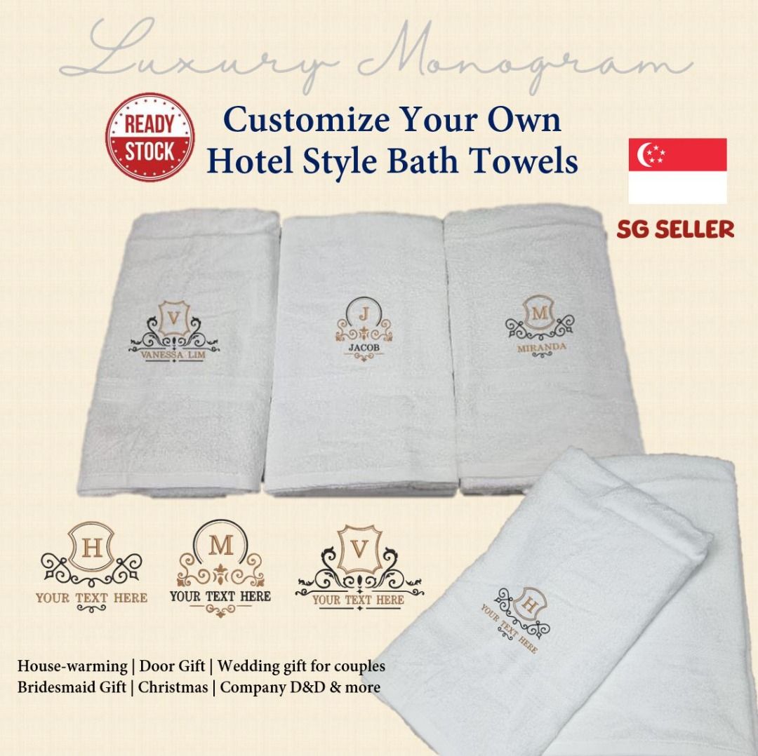 Luxury Hotel Style Bath Towels Customise Luxury Logo Custom Name