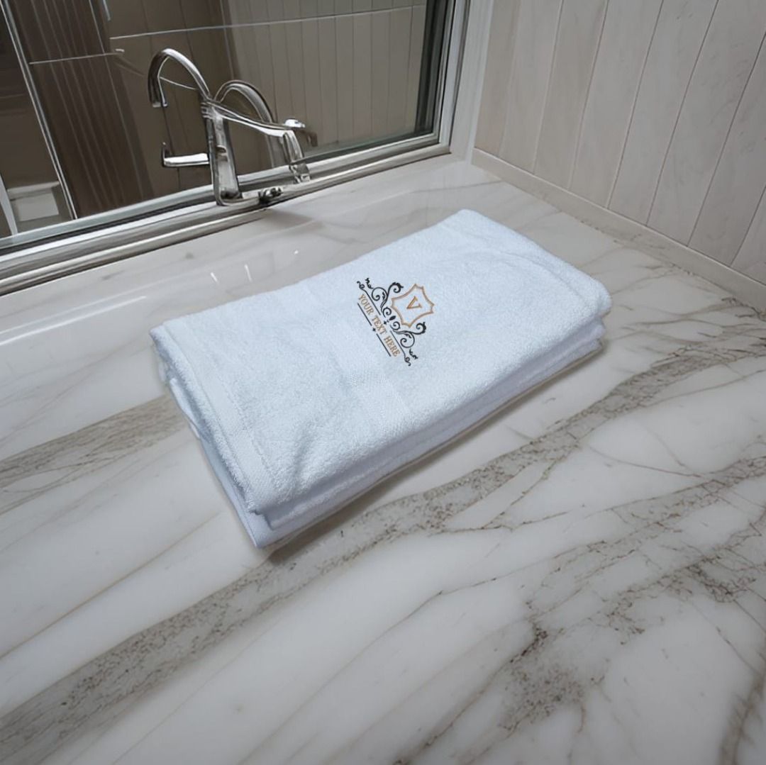 Luxury Hotel Style Bath Towels Customise Luxury Logo Custom Name Personalise, Furniture & Home
