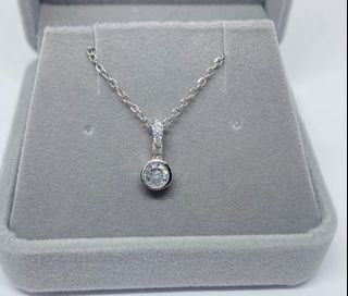 Minimalist diamond silver wedding necklace with jewelry box
