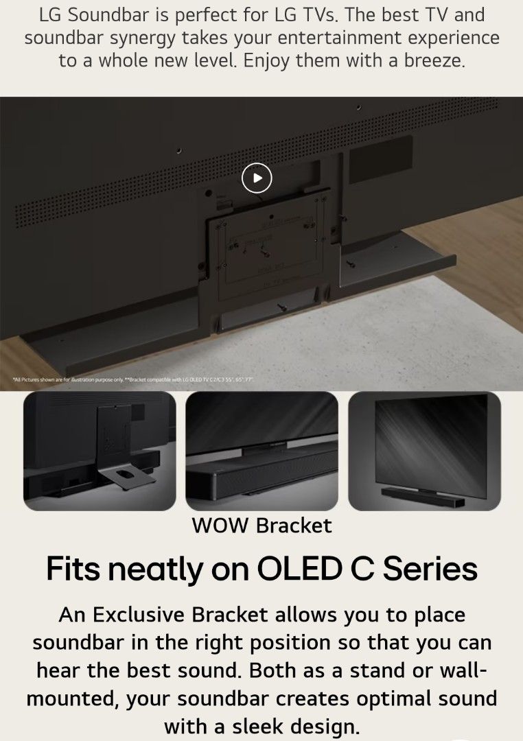 Lg oled cheap soundbar mount
