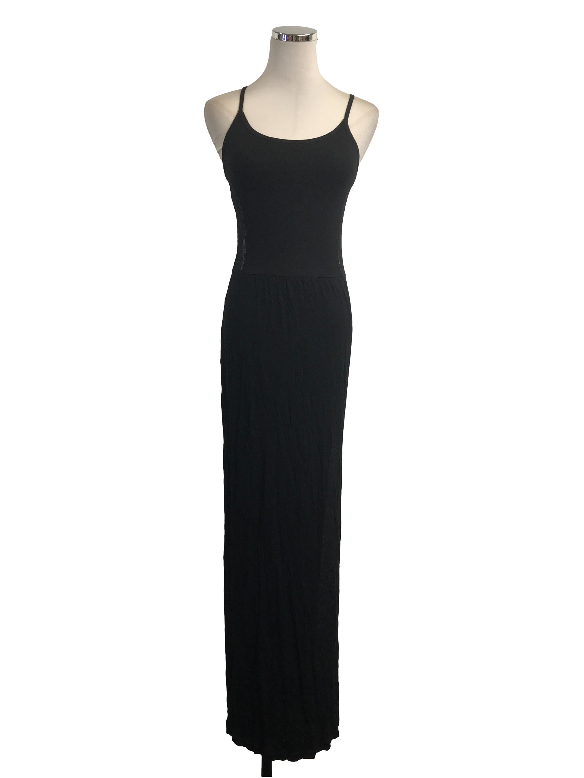 Miss Selfridge lace strappy ruffle maxi dress in black