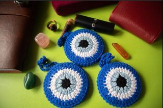 Handmade Evil Eye Crochet Mirror Keychain: Ward off the Mundane with Style and Protection!