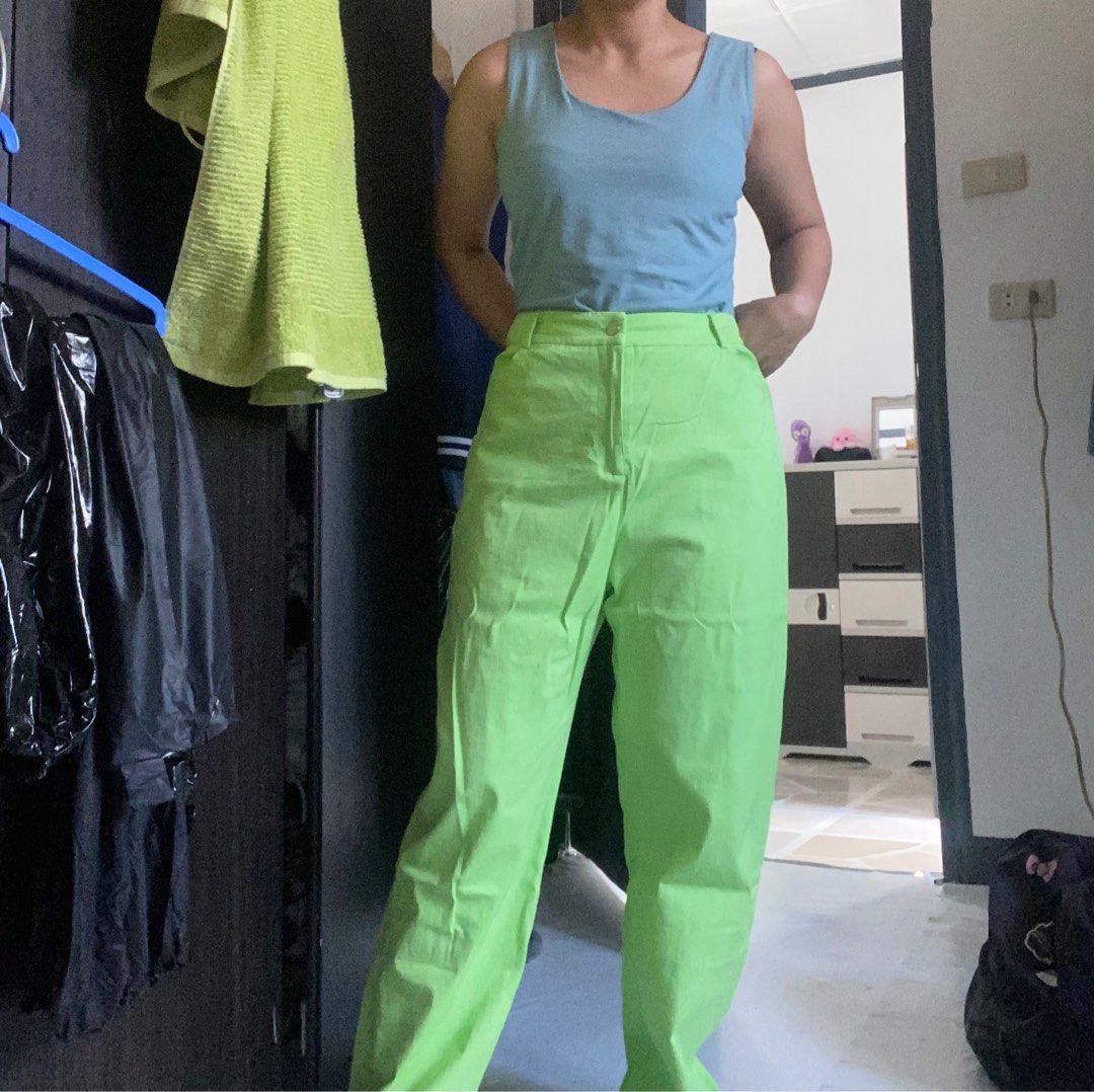 Neon Green baggy pants, Women's Fashion, Bottoms, Other Bottoms on ...