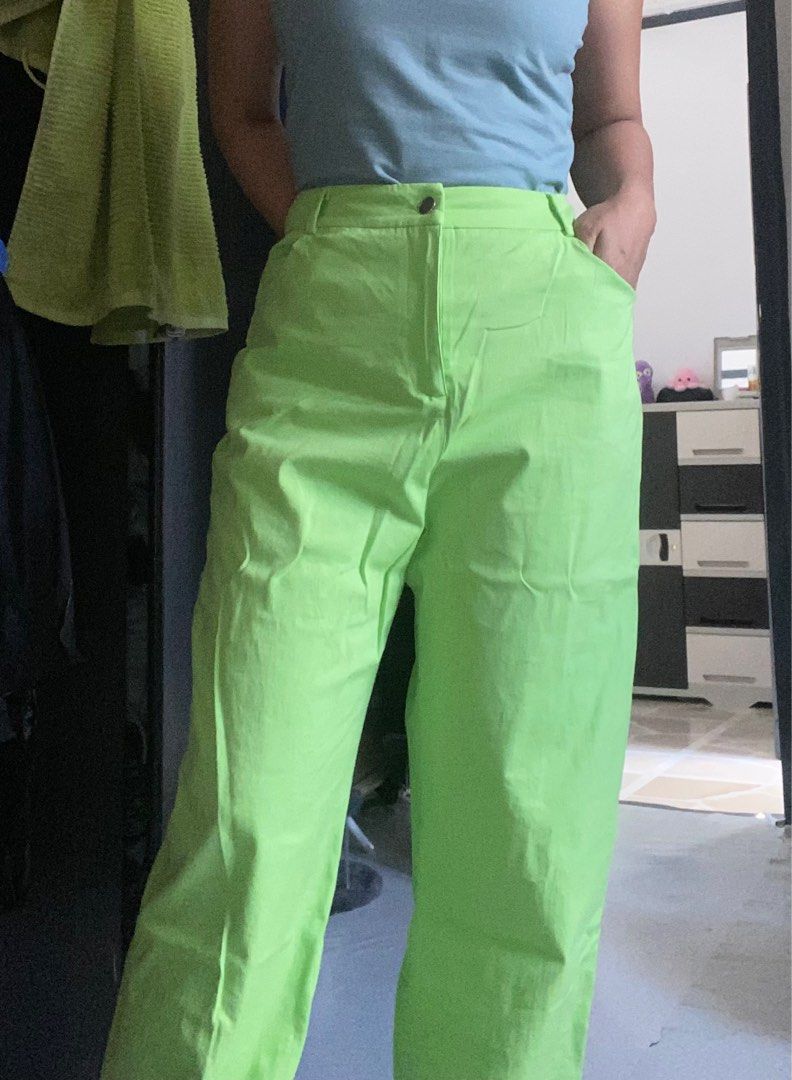 Neon Green baggy pants, Women's Fashion, Bottoms, Other Bottoms on ...