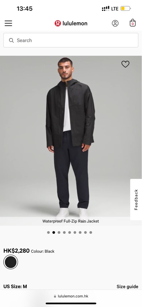 New! Lululemon Men's full zip rain jacket, 男裝, 外套及戶外衣服- Carousell