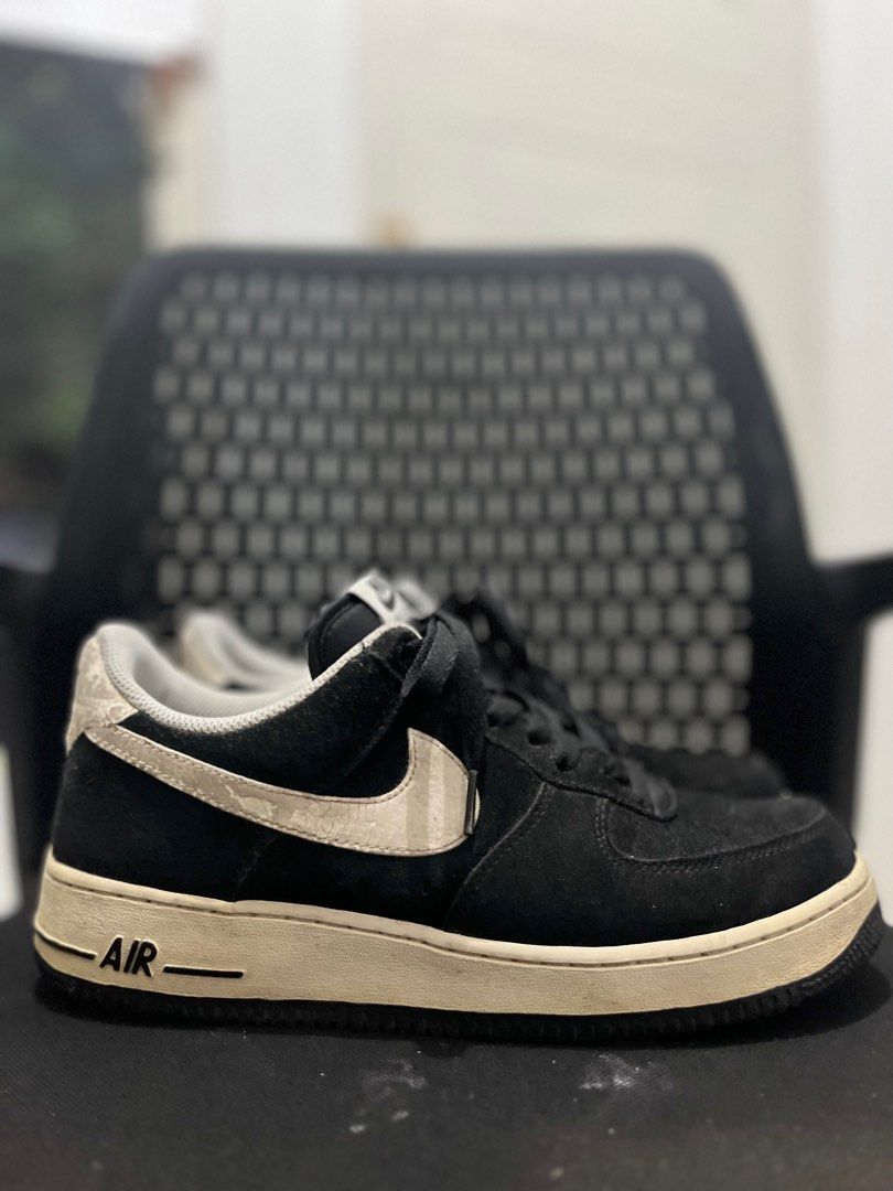 Air force one cheap black white suede