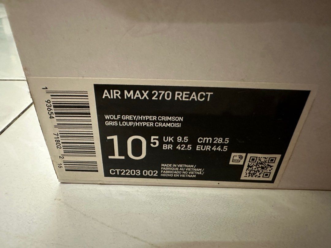 Air max 270 react wolf grey hyper crimson hot sale