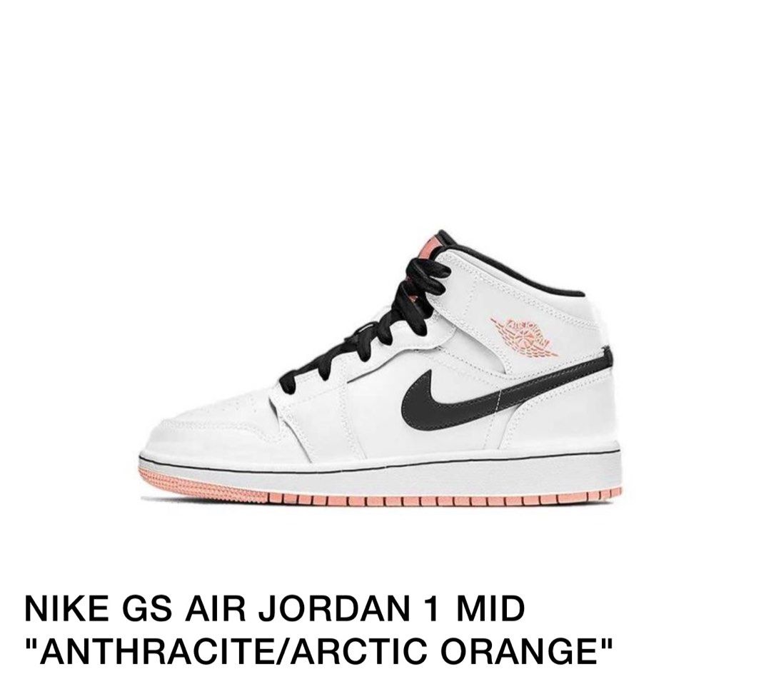 Nike GS Air Jordan 1 Mid Anthracite Arctic Orange Women s Fashion
